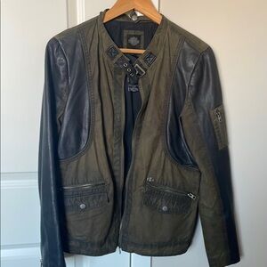 Harley-Davidson Olive and Black Leather Jacket